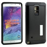 Wholesale Samsung Galaxy Note 4 Slim Fit Armor Hybrid Kickstand (Black)